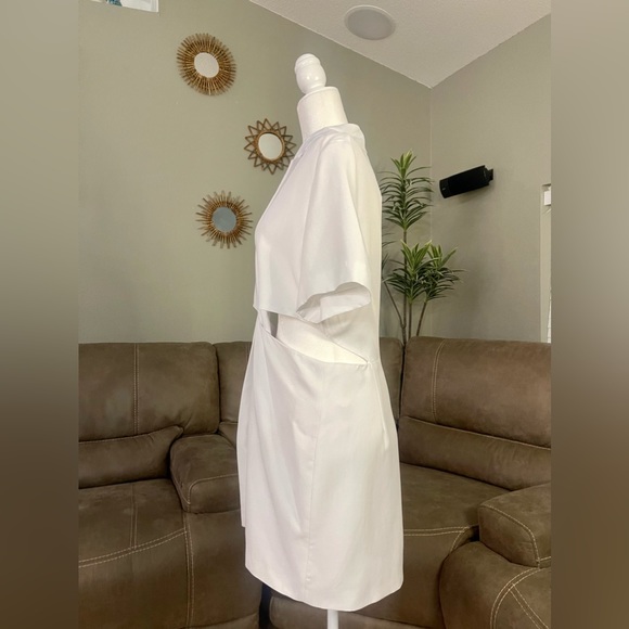NWT Zara White Cut Out Mini Dress Sz L Summer Cocktail Party Event Trend Style - Picture 11 of 16